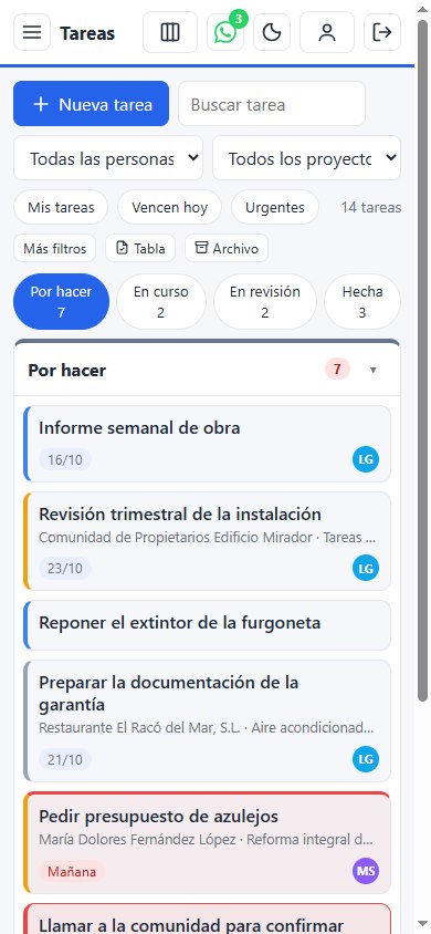 Tablero de tareas en el móvil