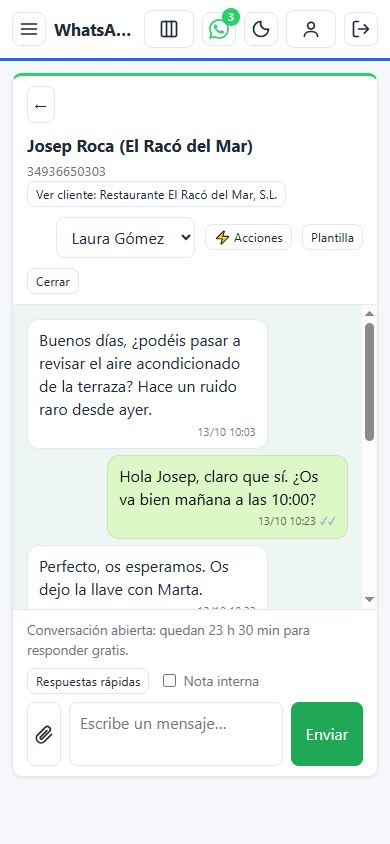 Bandeja de WhatsApp de Empresiva en el móvil